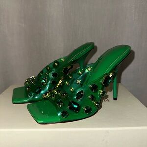 Good American Green Embellished Heels